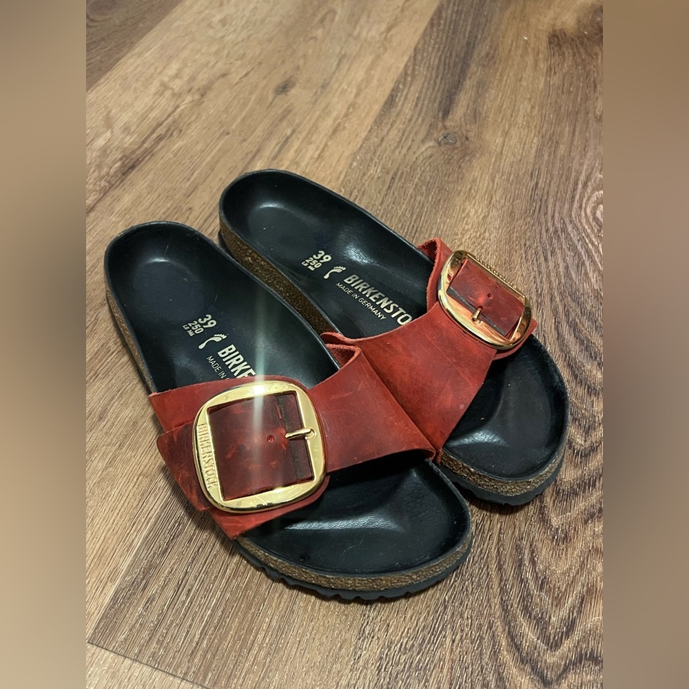 Birkenstock Madrid Big Buckle Slides Maroon